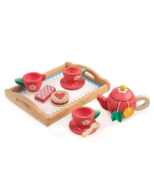 wooden tea tray play set 