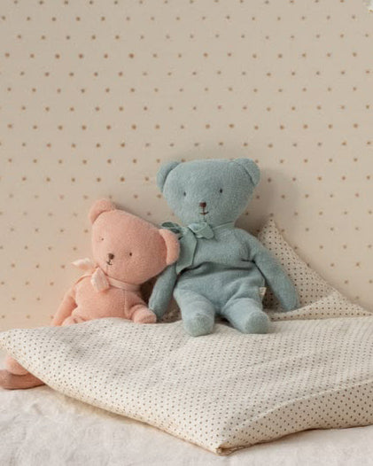 vintage-inspired teddy bear from maileg in baby blue and pink