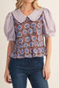 Telly Lavender Floral Collar Top
