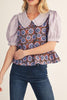 Telly Lavender Floral Collar Top