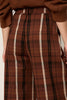cropped wide leg pants in a brown and black plaid pattern