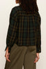 lightweight button down flannel top in a forest green plaid pattern