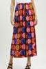 flowy wide leg pants with a colorful polka dot pattern