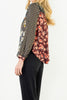 button down top with a striking mixed print design