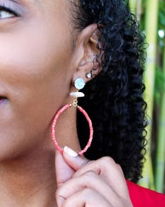 colorful beaded hoop earrings