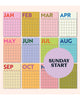 undated wall calendar, colorburst, sunday start
