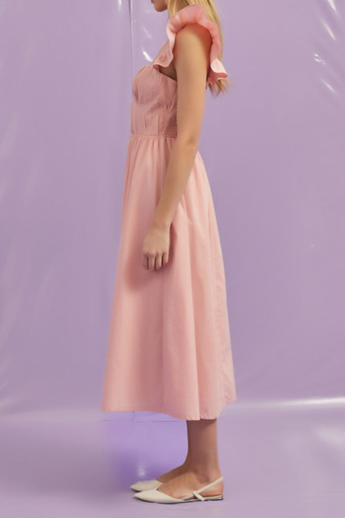 peach pleated dress Halter Pleated Maxi Dress Peach Pink