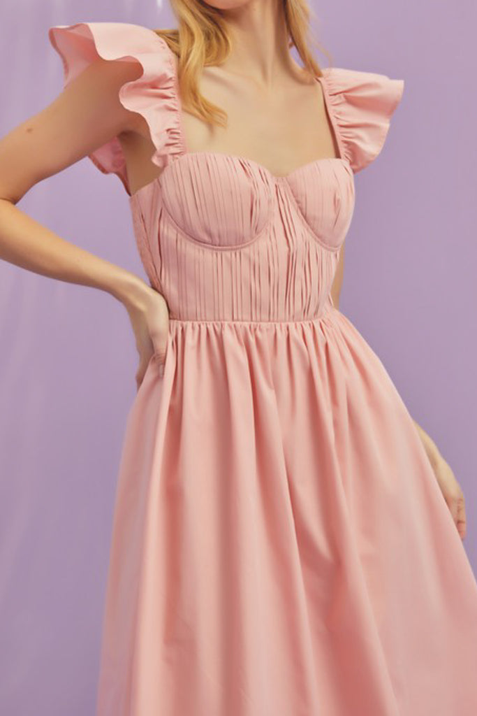 peach pleated dress Peach Pleated Midi Dress with Tie Waist AX Paris