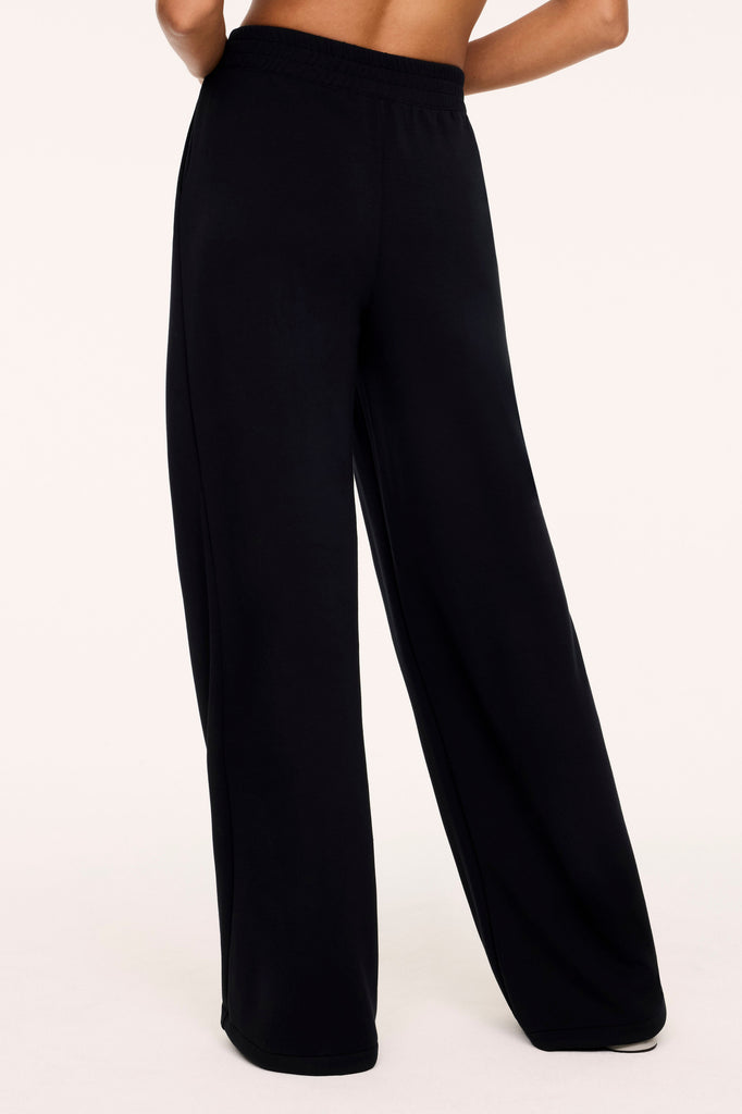 airessentials pleated wide leg pants in very black from spanx