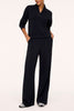 airessentials pleated wide leg pants in very black from spanx