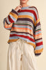 fuzzy oversized pullover with colorful stripes