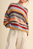 fuzzy oversized pullover with colorful stripes