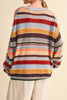 fuzzy oversized pullover with colorful stripes