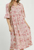 lightweight midi dress in a botanical-inspired floral print 