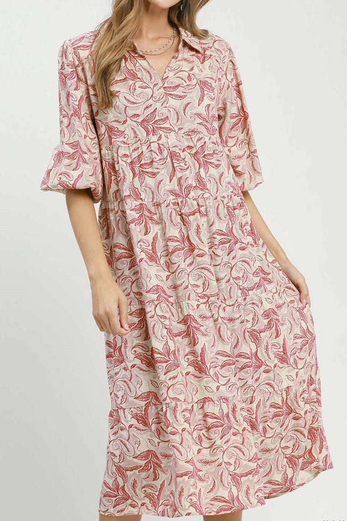 lightweight midi dress in a botanical-inspired floral print 