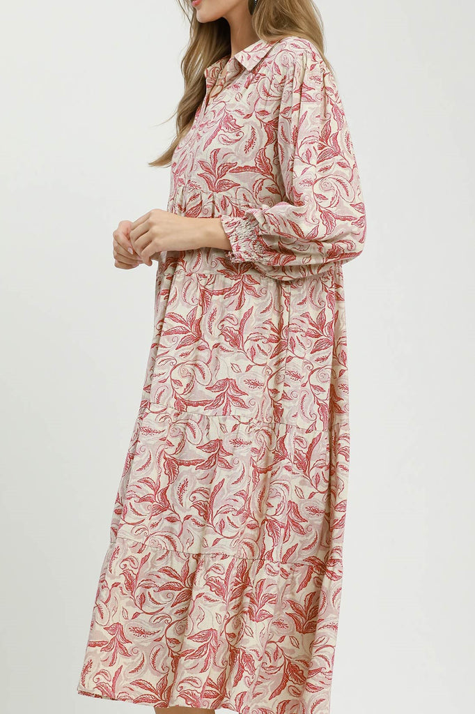 lightweight midi dress in a botanical-inspired floral print 