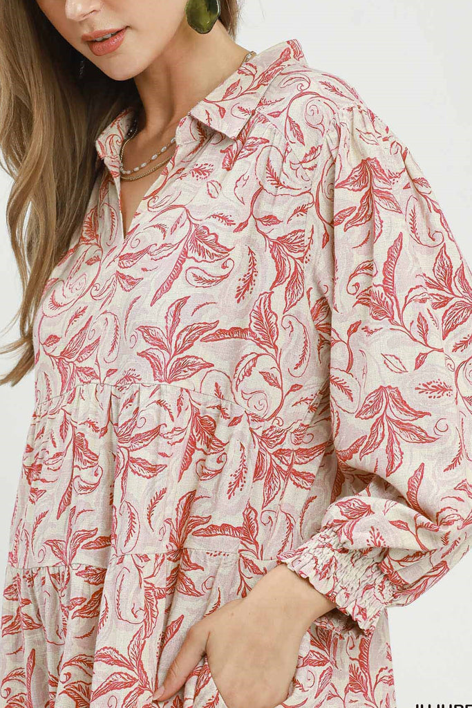 lightweight midi dress in a botanical-inspired floral print 
