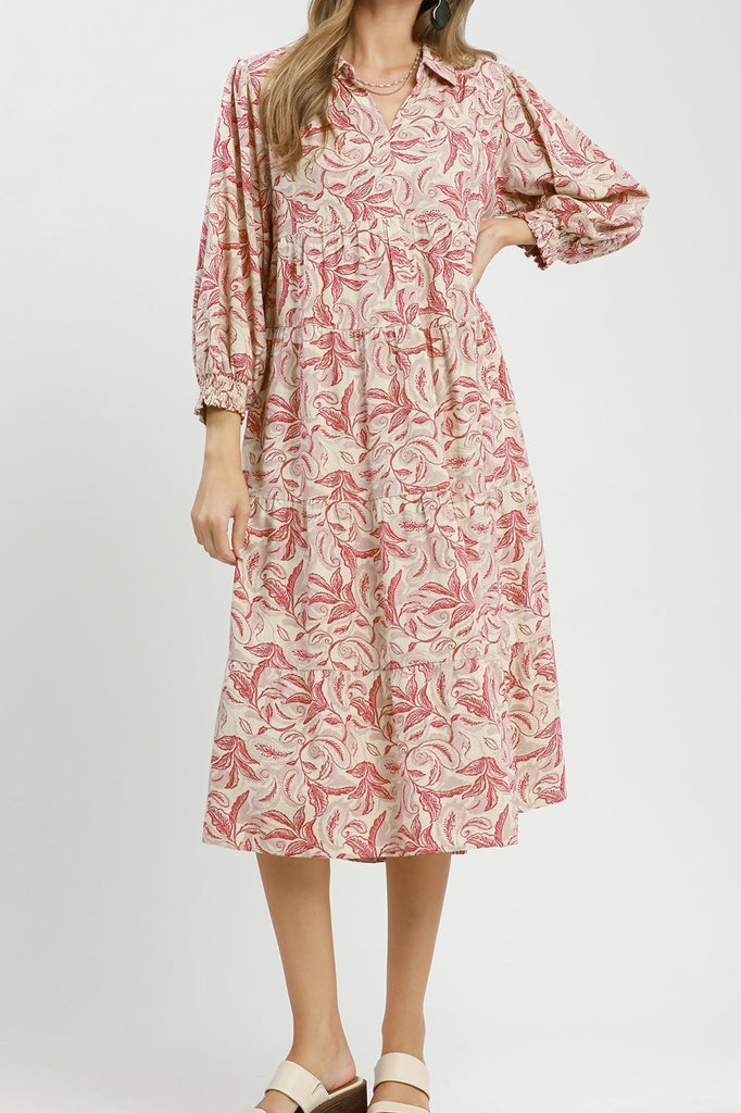 lightweight midi dress in a botanical-inspired floral print 