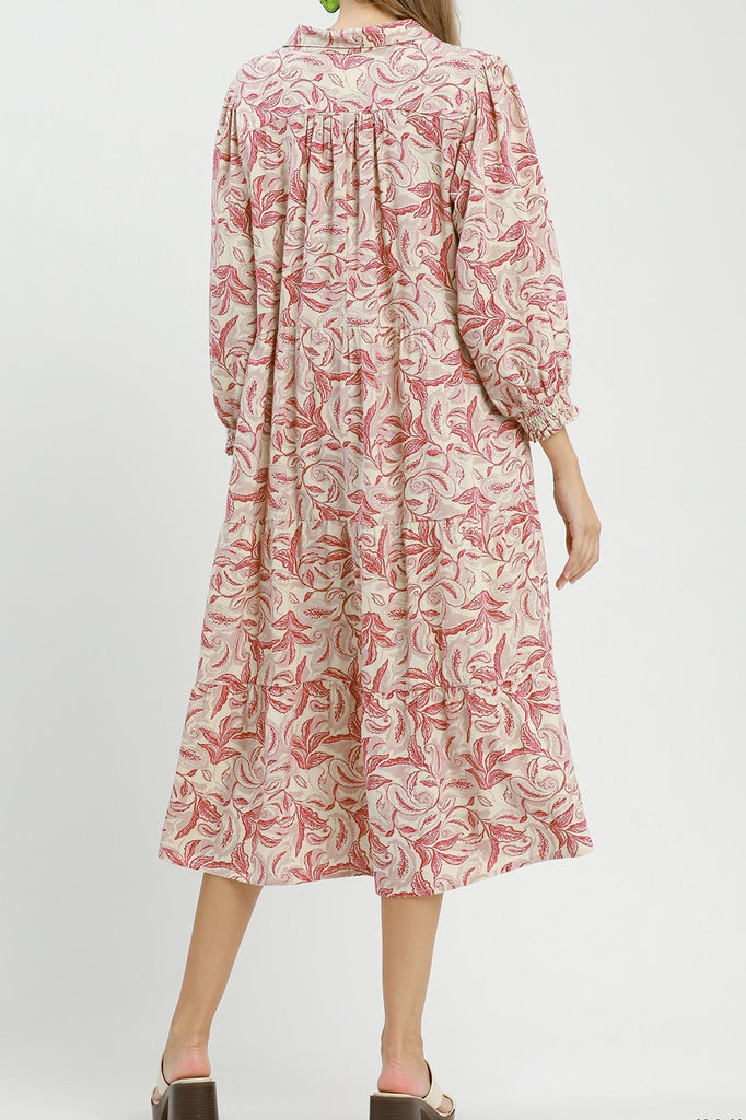 lightweight midi dress in a botanical-inspired floral print 