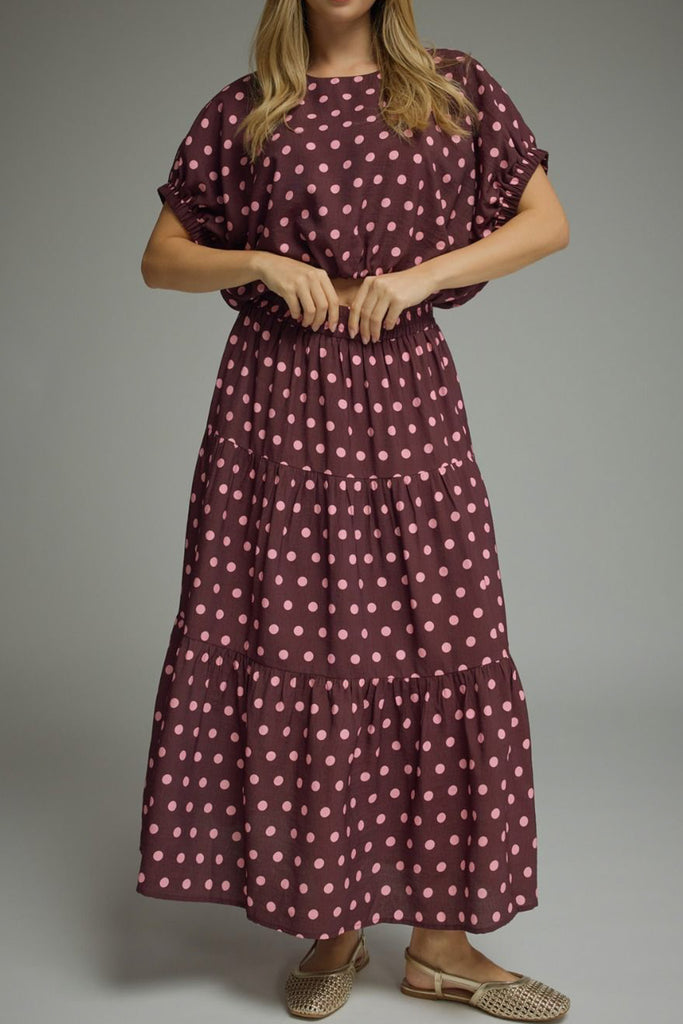 Wine Minute Polka Dot Skirt