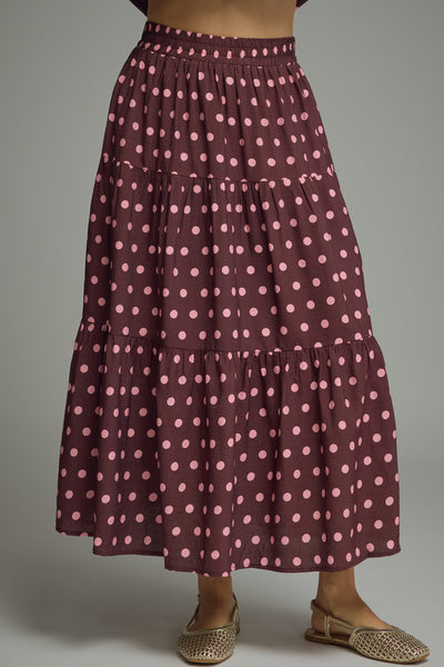 Wine Minute Polka Dot Skirt