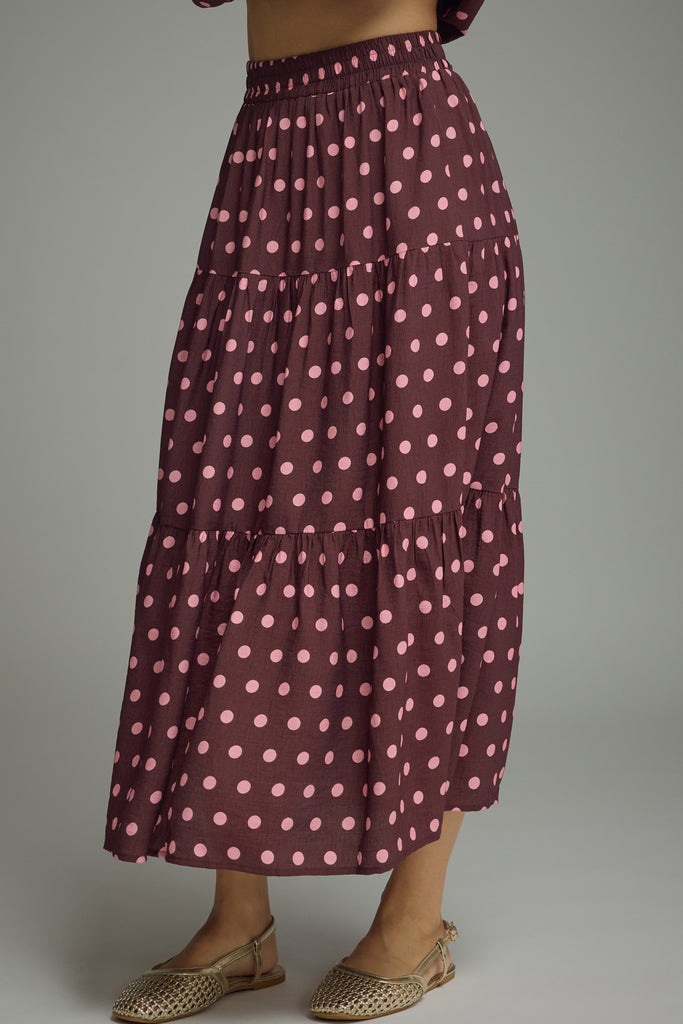 Wine Minute Polka Dot Skirt