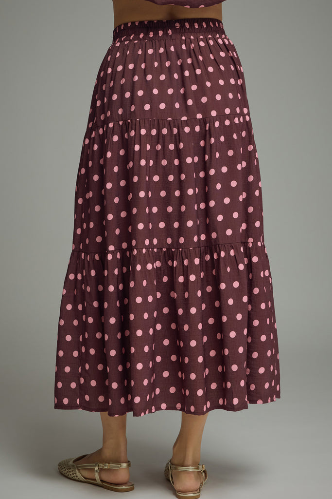Wine Minute Polka Dot Skirt