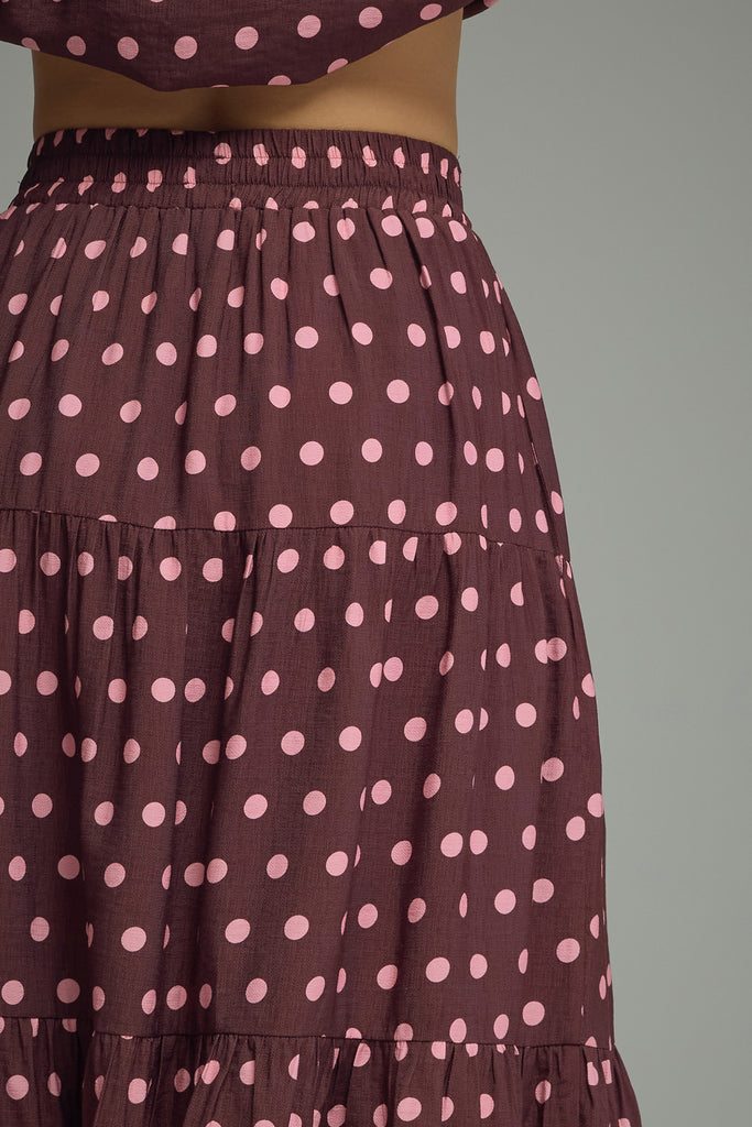 Wine Minute Polka Dot Skirt