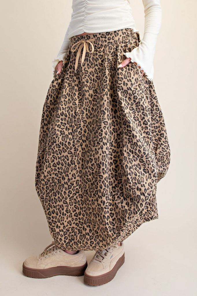unique parachute maxi skirt in a fierce leopard print 