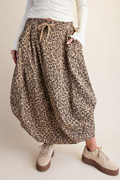 unique parachute maxi skirt in a fierce leopard print 