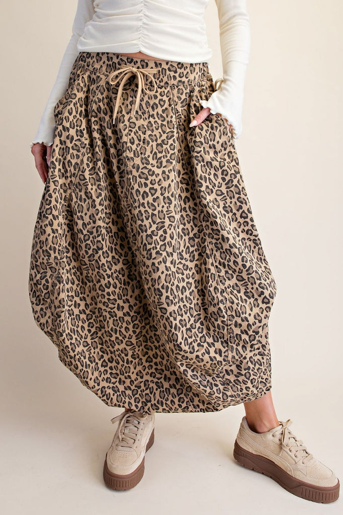 unique parachute maxi skirt in a fierce leopard print 
