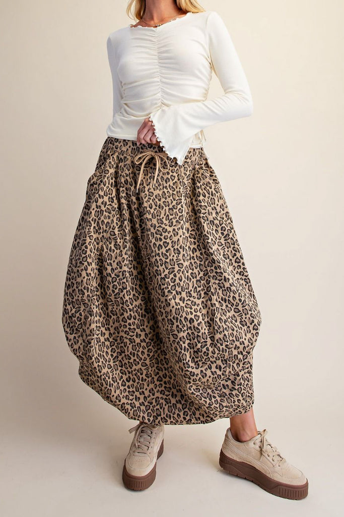 unique parachute maxi skirt in a fierce leopard print 