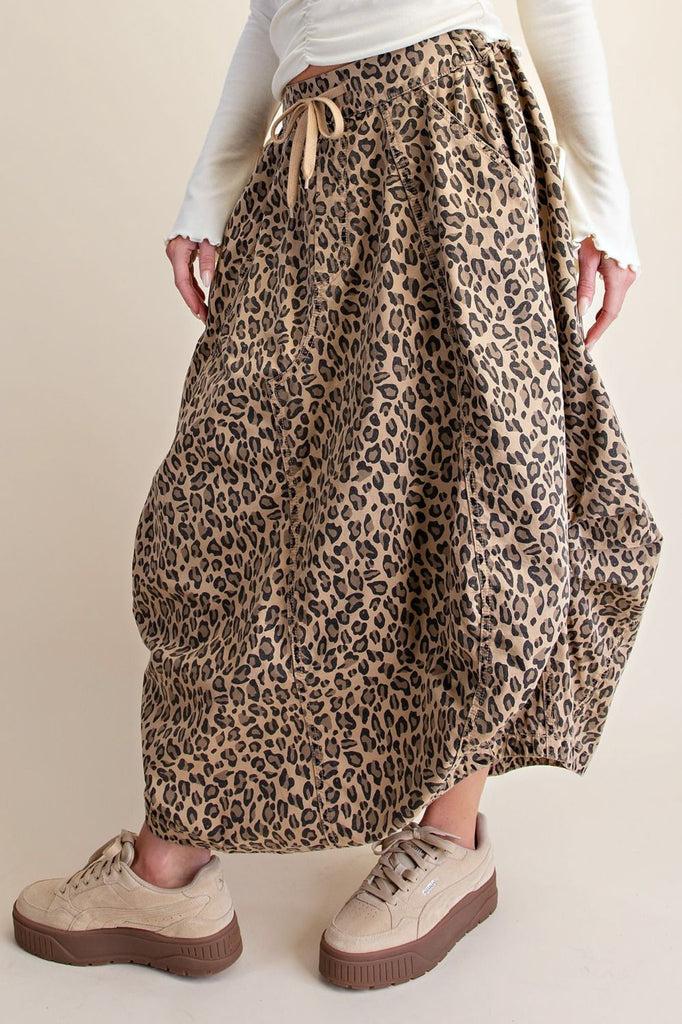 unique parachute maxi skirt in a fierce leopard print 