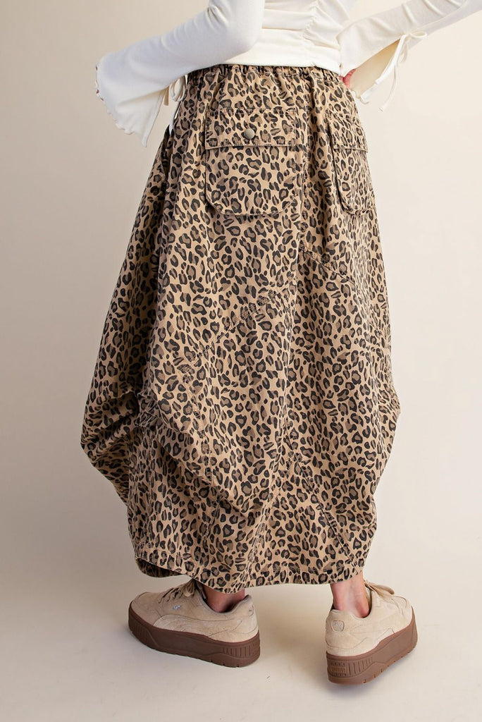 unique parachute maxi skirt in a fierce leopard print 