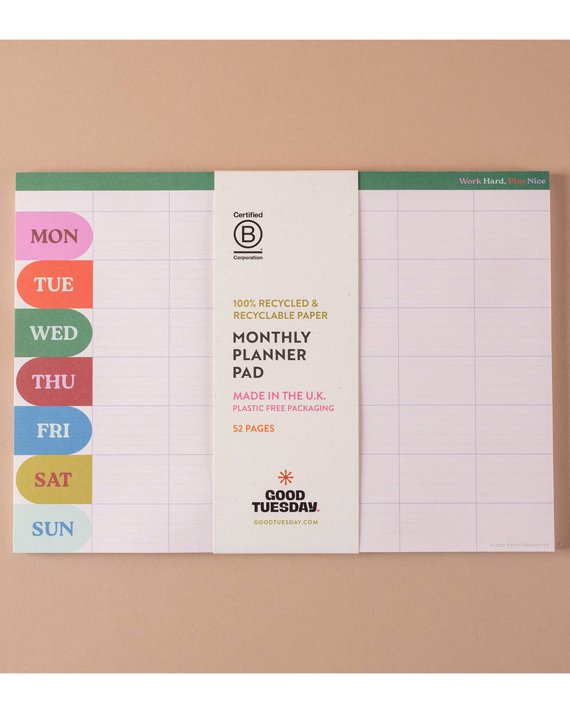 weekly/monthly planner pad with a colorful design