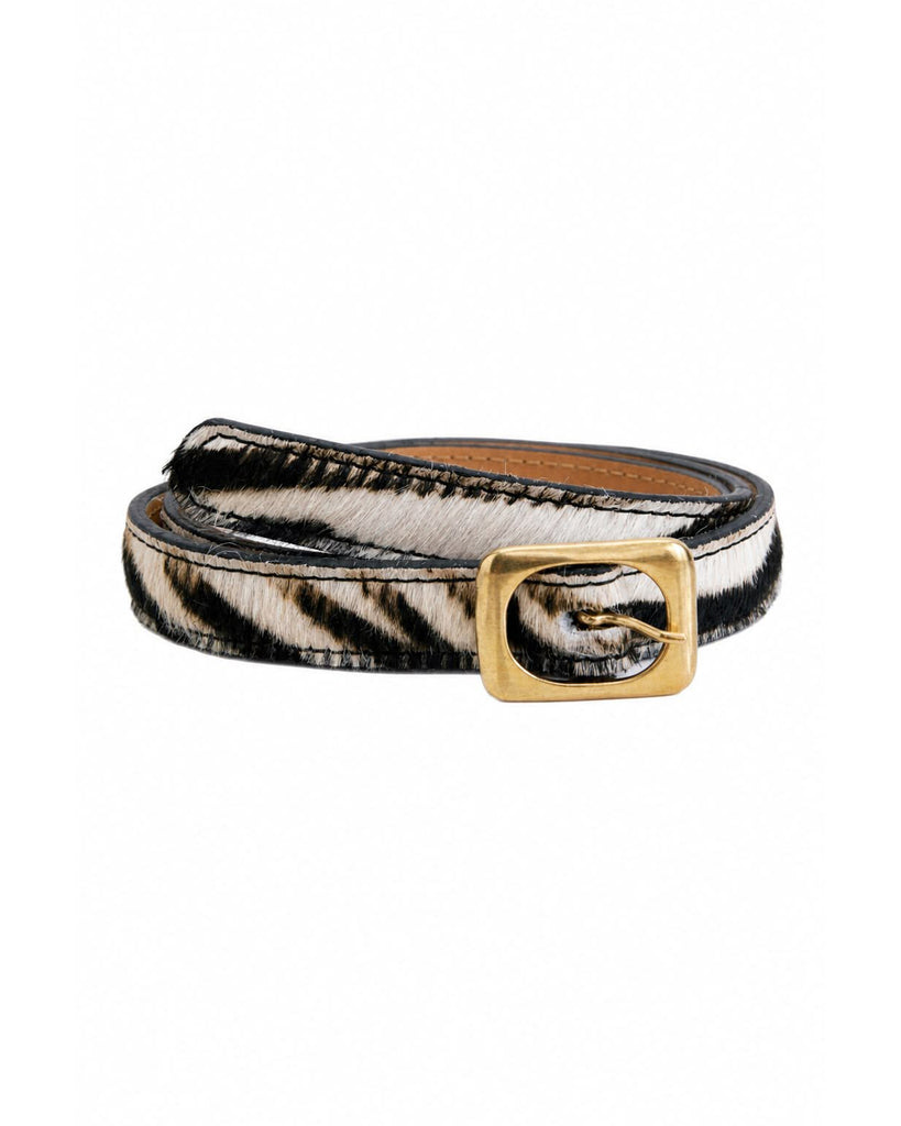 black cowhide belt with a gold buckle from frnch
