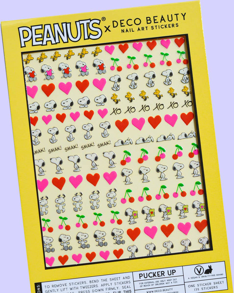 pucker up peanuts nail stickers for valentine's day
