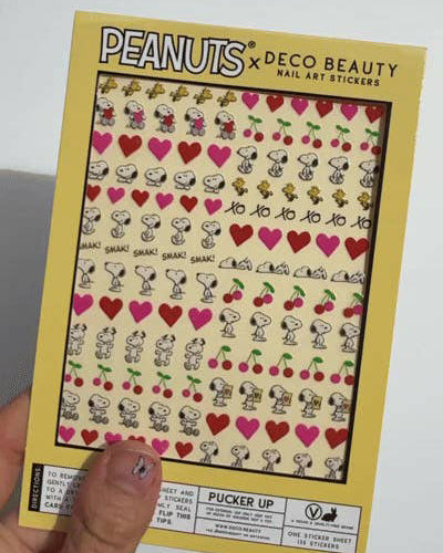 pucker up peanuts nail stickers for valentine's day