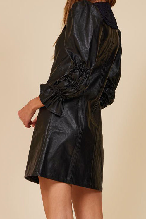 Doily Lace Faux Leather Dress | Women's Clothing | Personify Personify Shop Doily Lace Faux Leather Dress | Women's Clothing | Personify Personify Shop