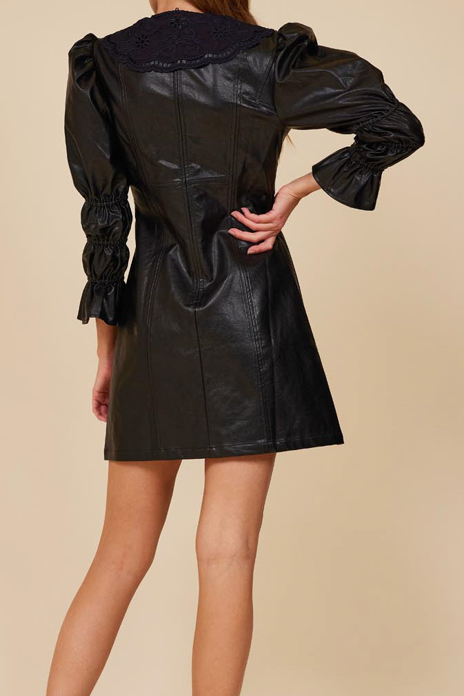 Doily Lace Faux Leather Dress | Women's Clothing | Personify Personify Shop Doily Lace Faux Leather Dress | Women's Clothing | Personify Personify Shop