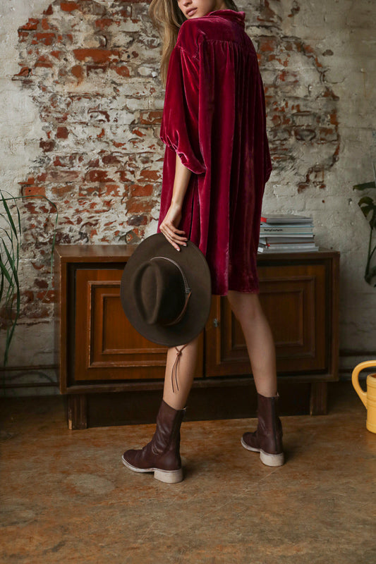 Free People Lux Velvet Shirt Dress in Fairytale