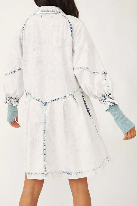 hannah denim mini dress Free People HANNAH DENIM MINI DRESS Black Blue Indigo