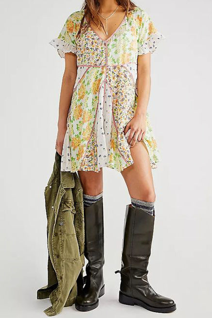 Ivory Wildflower Patchwork Mini Dress // Free People *XS-XL* Ivory Wildflower Patchwork Mini Dress // Free People *XS-XL*